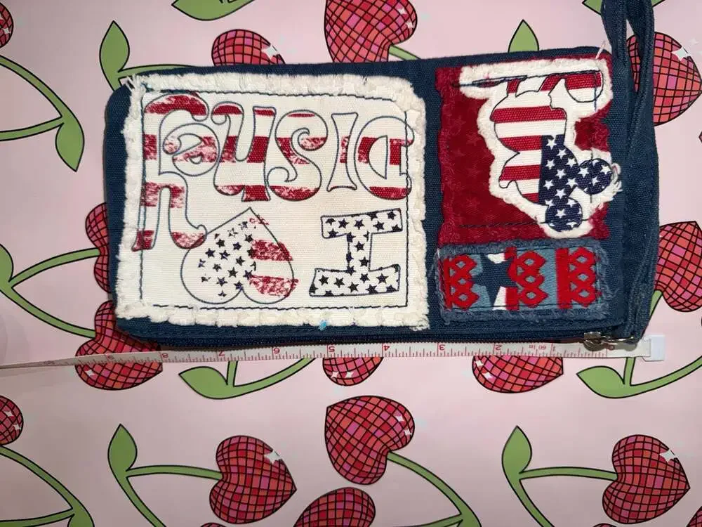 Disney Patriotic Mickey Mouse 'I Love Disney ' Denim Wristlet Clutch
